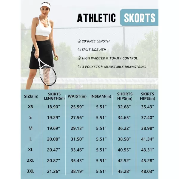 LouKeith 19quot Knee Length Skorts Skirts for Women Tennis Skirts Athletic Golf Skorts Casual Workout Skirt with Shorts PocketsPattern 10sapphire Print