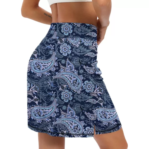 LouKeith 19quot Knee Length Skorts Skirts for Women Tennis Skirts Athletic Golf Skorts Casual Workout Skirt with Shorts PocketsPattern 10sapphire Print