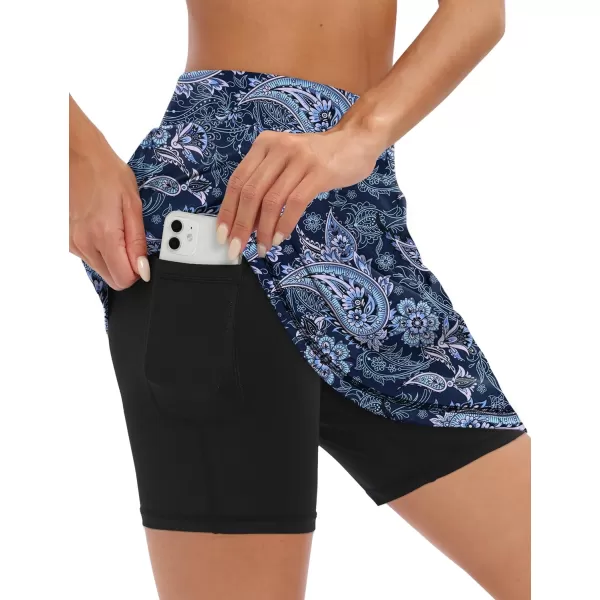 LouKeith 19quot Knee Length Skorts Skirts for Women Tennis Skirts Athletic Golf Skorts Casual Workout Skirt with Shorts PocketsPattern 10sapphire Print