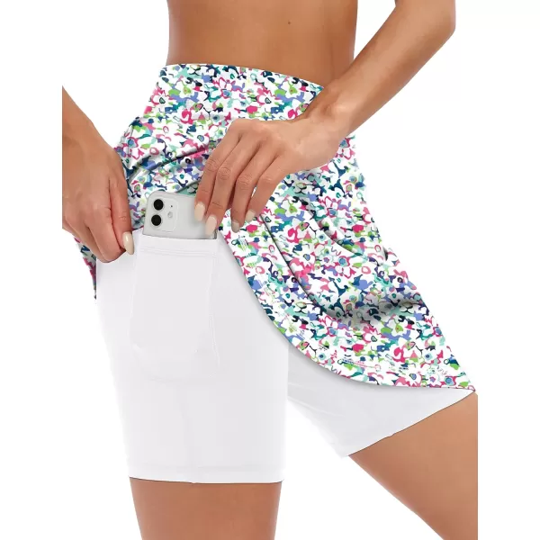 LouKeith 19quot Knee Length Skorts Skirts for Women Tennis Skirts Athletic Golf Skorts Casual Workout Skirt with Shorts PocketsPattern 2boho Flowers