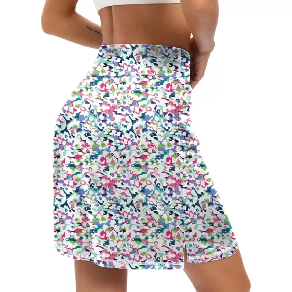 LouKeith 19quot Knee Length Skorts Skirts for Women Tennis Skirts Athletic Golf Skorts Casual Workout Skirt with Shorts PocketsPattern 2boho Flowers