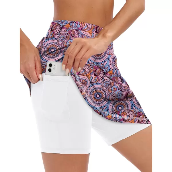 LouKeith 19quot Knee Length Skorts Skirts for Women Tennis Skirts Athletic Golf Skorts Casual Workout Skirt with Shorts PocketsPattern 5bohemian