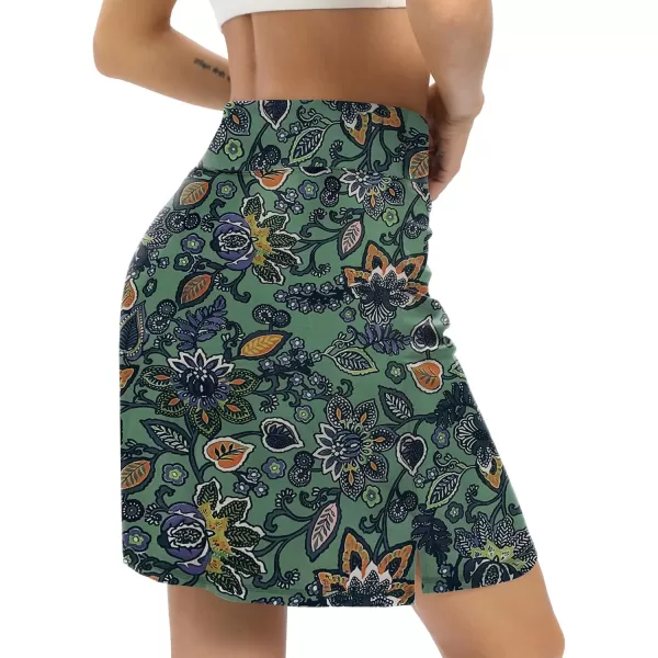 LouKeith 19quot Knee Length Skorts Skirts for Women Tennis Skirts Athletic Golf Skorts Casual Workout Skirt with Shorts PocketsPattern 8art Flowers
