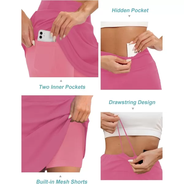 LouKeith 19quot Knee Length Skorts Skirts for Women Tennis Skirts Athletic Golf Skorts Casual Workout Skirt with Shorts PocketsPink