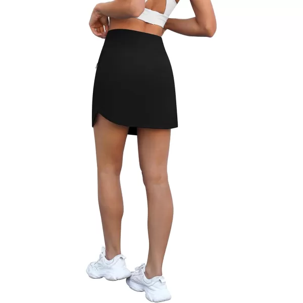 LouKeith Golf Skirts for Women Tennis Skirt with Zipper Pockets High Waisted Running Casual Athletic Skorts Builtin ShortsBlack