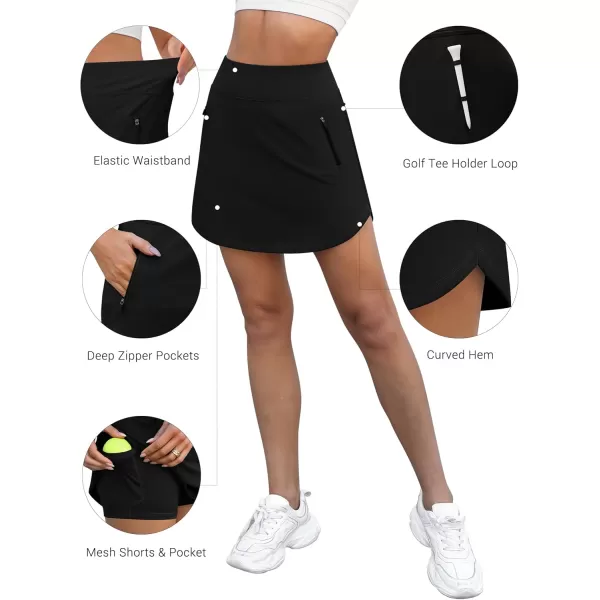 LouKeith Golf Skirts for Women Tennis Skirt with Zipper Pockets High Waisted Running Casual Athletic Skorts Builtin ShortsBlack