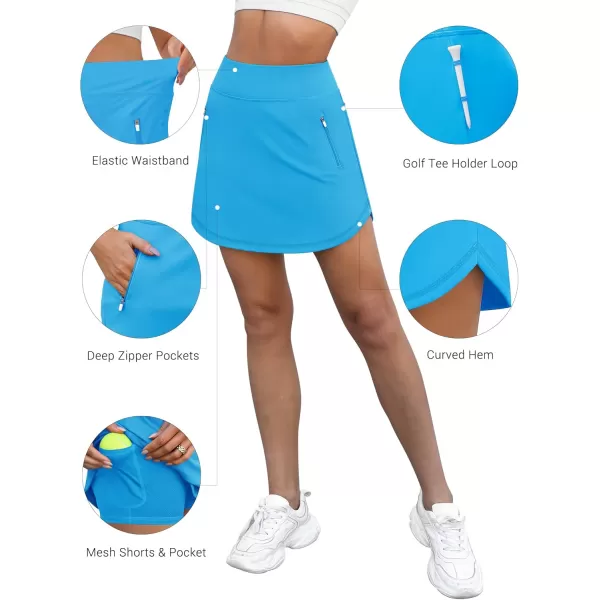 LouKeith Golf Skirts for Women Tennis Skirt with Zipper Pockets High Waisted Running Casual Athletic Skorts Builtin ShortsBlue