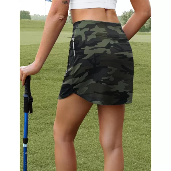 LouKeith Golf Skirts for Women Tennis Skirt with Zipper Pockets High Waisted Running Casual Athletic Skorts Builtin ShortsCamo