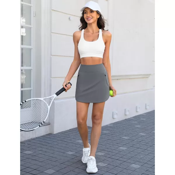 LouKeith Golf Skirts for Women Tennis Skirt with Zipper Pockets High Waisted Running Casual Athletic Skorts Builtin ShortsGray