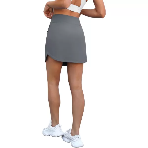 LouKeith Golf Skirts for Women Tennis Skirt with Zipper Pockets High Waisted Running Casual Athletic Skorts Builtin ShortsGray