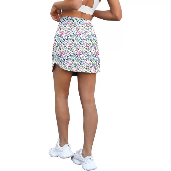 LouKeith Golf Skirts for Women Tennis Skirt with Zipper Pockets High Waisted Running Casual Athletic Skorts Builtin ShortsPattern 2boho Flowers