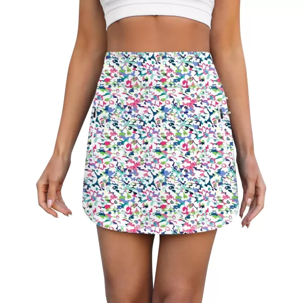 LouKeith Golf Skirts for Women Tennis Skirt with Zipper Pockets High Waisted Running Casual Athletic Skorts Builtin ShortsPattern 2boho Flowers