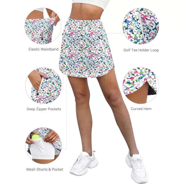 LouKeith Golf Skirts for Women Tennis Skirt with Zipper Pockets High Waisted Running Casual Athletic Skorts Builtin ShortsPattern 2boho Flowers