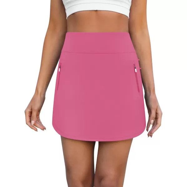 LouKeith Golf Skirts for Women Tennis Skirt with Zipper Pockets High Waisted Running Casual Athletic Skorts Builtin ShortsPink