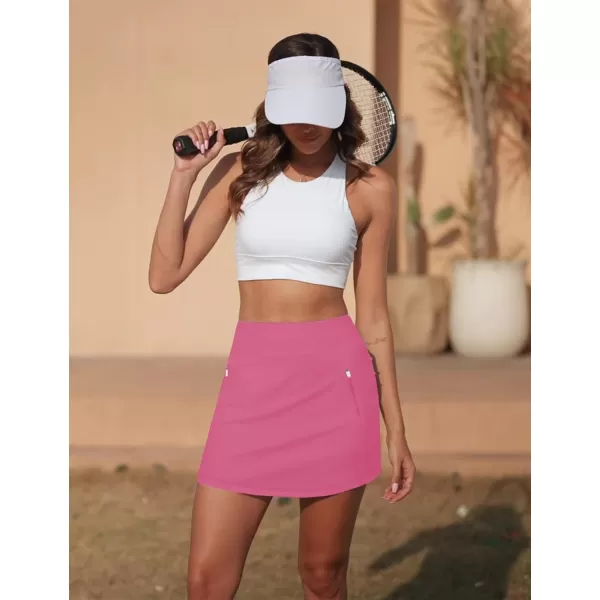 LouKeith Golf Skirts for Women Tennis Skirt with Zipper Pockets High Waisted Running Casual Athletic Skorts Builtin ShortsPink