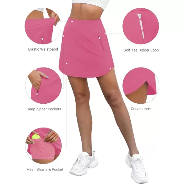 LouKeith Golf Skirts for Women Tennis Skirt with Zipper Pockets High Waisted Running Casual Athletic Skorts Builtin ShortsPink