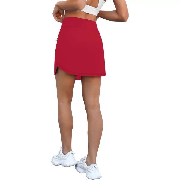 LouKeith Golf Skirts for Women Tennis Skirt with Zipper Pockets High Waisted Running Casual Athletic Skorts Builtin ShortsRed