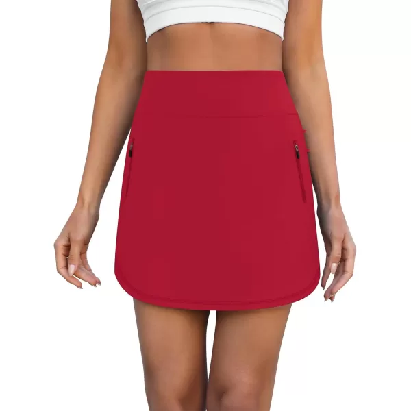 LouKeith Golf Skirts for Women Tennis Skirt with Zipper Pockets High Waisted Running Casual Athletic Skorts Builtin ShortsRed