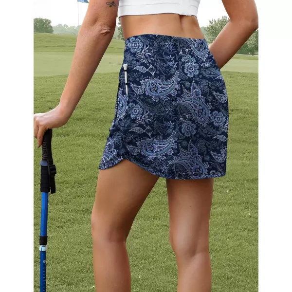 LouKeith Golf Skirts for Women Tennis Skirt with Zipper Pockets High Waisted Running Casual Athletic Skorts Builtin ShortsSapphire Print
