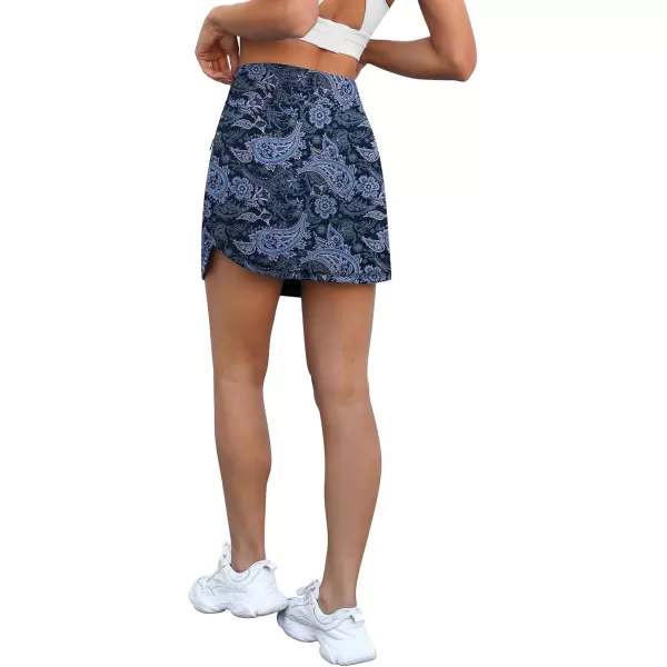 LouKeith Golf Skirts for Women Tennis Skirt with Zipper Pockets High Waisted Running Casual Athletic Skorts Builtin ShortsSapphire Print