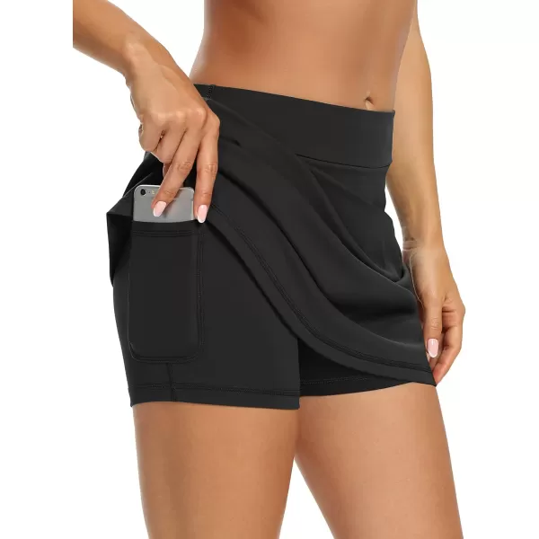 LouKeith Tennis Skirts for Women Golf Athletic Activewear Skorts Mini Summer Workout Running Shorts with PocketsBlack