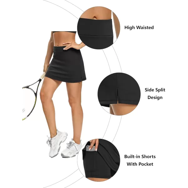 LouKeith Tennis Skirts for Women Golf Athletic Activewear Skorts Mini Summer Workout Running Shorts with PocketsBlack