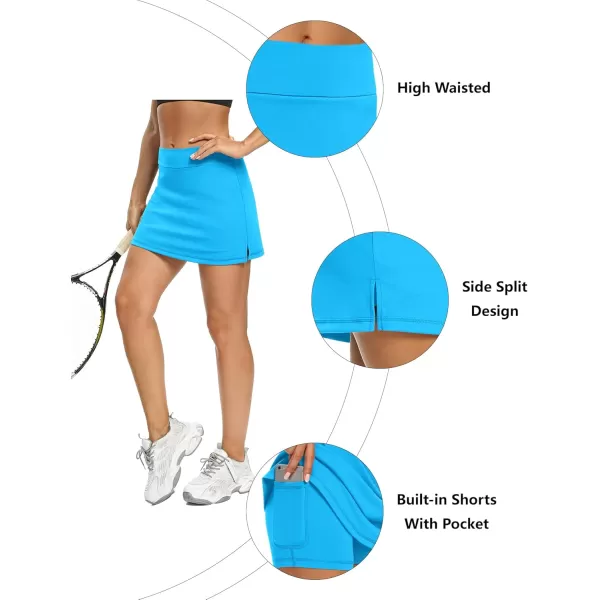 LouKeith Tennis Skirts for Women Golf Athletic Activewear Skorts Mini Summer Workout Running Shorts with PocketsBlue