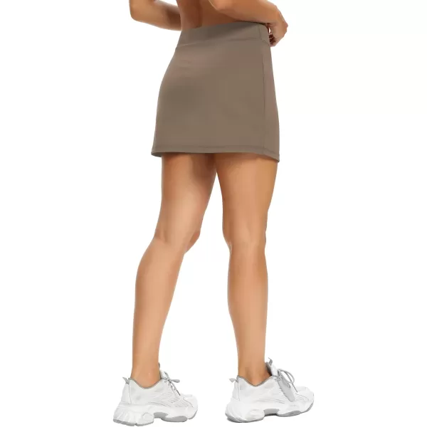 LouKeith Tennis Skirts for Women Golf Athletic Activewear Skorts Mini Summer Workout Running Shorts with PocketsBrown