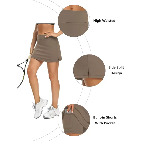 LouKeith Tennis Skirts for Women Golf Athletic Activewear Skorts Mini Summer Workout Running Shorts with PocketsBrown