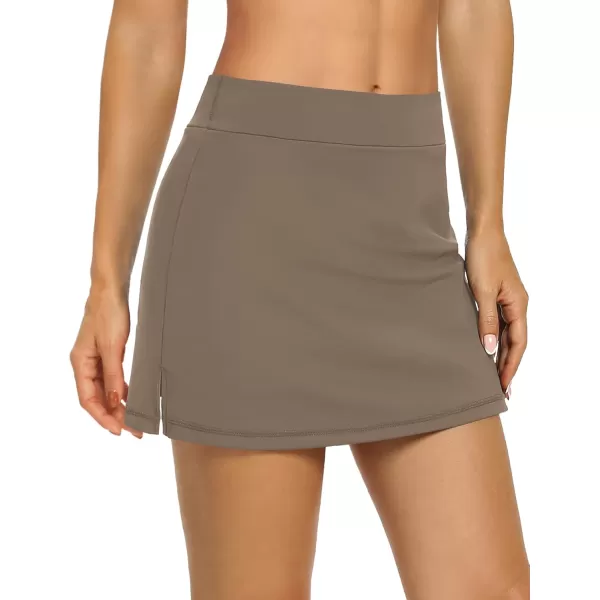 LouKeith Tennis Skirts for Women Golf Athletic Activewear Skorts Mini Summer Workout Running Shorts with PocketsBrown
