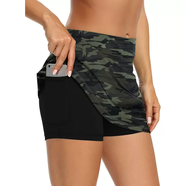 LouKeith Tennis Skirts for Women Golf Athletic Activewear Skorts Mini Summer Workout Running Shorts with PocketsCamo