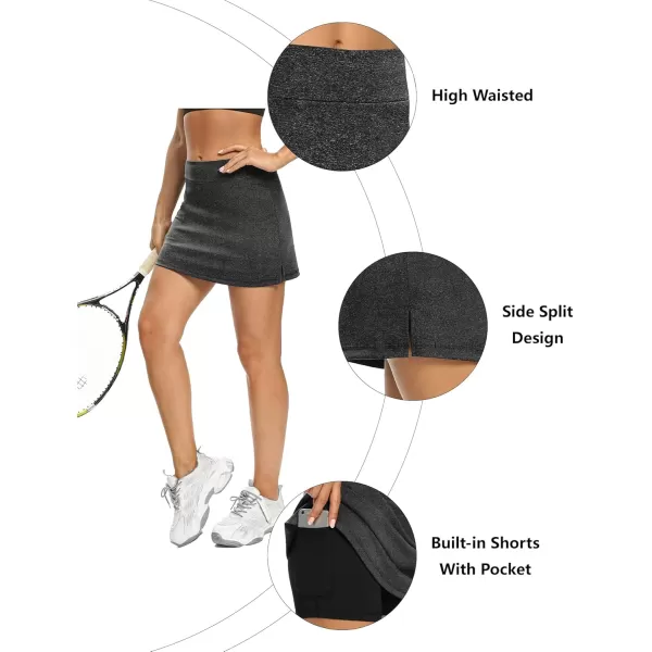 LouKeith Tennis Skirts for Women Golf Athletic Activewear Skorts Mini Summer Workout Running Shorts with PocketsDark Gray