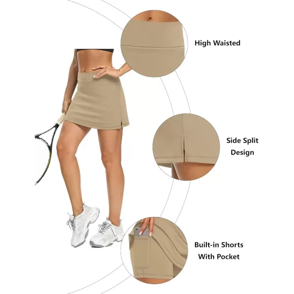 LouKeith Tennis Skirts for Women Golf Athletic Activewear Skorts Mini Summer Workout Running Shorts with PocketsDark Khaki
