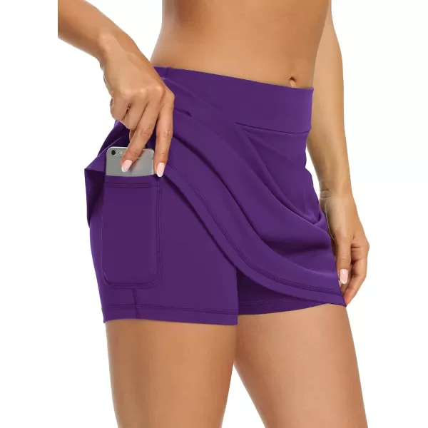 LouKeith Tennis Skirts for Women Golf Athletic Activewear Skorts Mini Summer Workout Running Shorts with PocketsDeep Purple