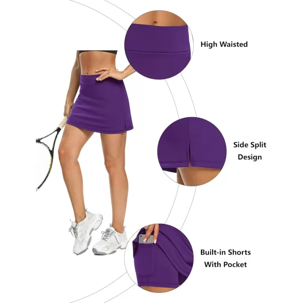 LouKeith Tennis Skirts for Women Golf Athletic Activewear Skorts Mini Summer Workout Running Shorts with PocketsDeep Purple