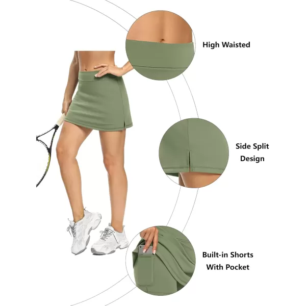 LouKeith Tennis Skirts for Women Golf Athletic Activewear Skorts Mini Summer Workout Running Shorts with PocketsGreen