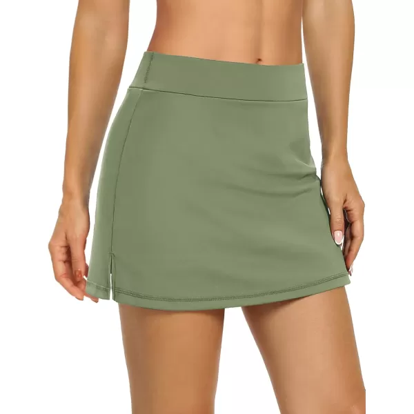 LouKeith Tennis Skirts for Women Golf Athletic Activewear Skorts Mini Summer Workout Running Shorts with PocketsGreen