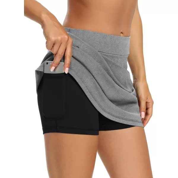 LouKeith Tennis Skirts for Women Golf Athletic Activewear Skorts Mini Summer Workout Running Shorts with PocketsLight Gray