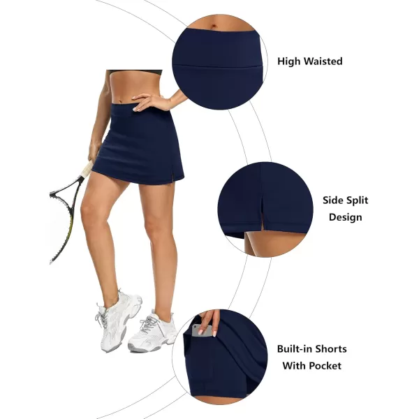 LouKeith Tennis Skirts for Women Golf Athletic Activewear Skorts Mini Summer Workout Running Shorts with PocketsNavy Blue