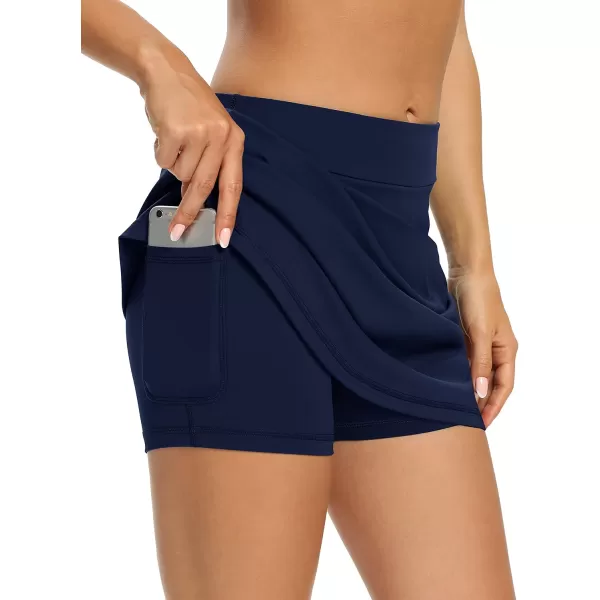 LouKeith Tennis Skirts for Women Golf Athletic Activewear Skorts Mini Summer Workout Running Shorts with PocketsNavy Blue