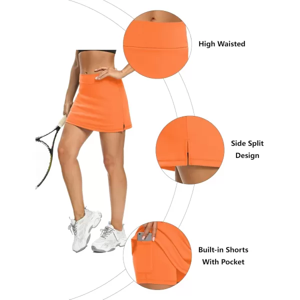LouKeith Tennis Skirts for Women Golf Athletic Activewear Skorts Mini Summer Workout Running Shorts with PocketsOrange