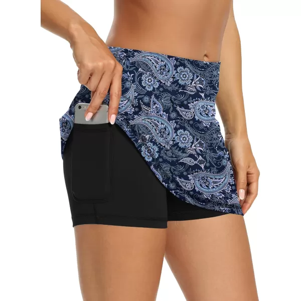 LouKeith Tennis Skirts for Women Golf Athletic Activewear Skorts Mini Summer Workout Running Shorts with PocketsPattern 12sapphire Print