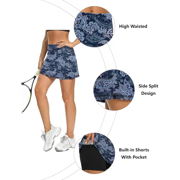 LouKeith Tennis Skirts for Women Golf Athletic Activewear Skorts Mini Summer Workout Running Shorts with PocketsPattern 12sapphire Print