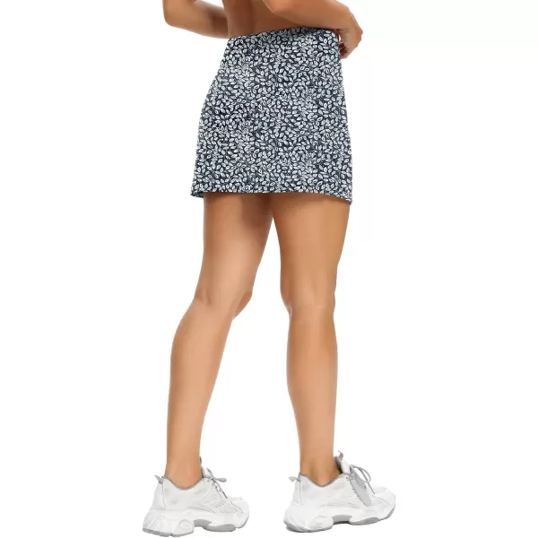 LouKeith Tennis Skirts for Women Golf Athletic Activewear Skorts Mini Summer Workout Running Shorts with PocketsPattern 1white Leaves