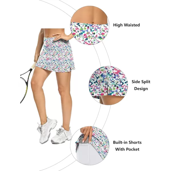 LouKeith Tennis Skirts for Women Golf Athletic Activewear Skorts Mini Summer Workout Running Shorts with PocketsPattern 4boho Flowers