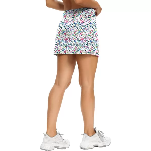 LouKeith Tennis Skirts for Women Golf Athletic Activewear Skorts Mini Summer Workout Running Shorts with PocketsPattern 4boho Flowers