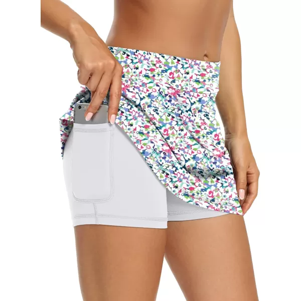 LouKeith Tennis Skirts for Women Golf Athletic Activewear Skorts Mini Summer Workout Running Shorts with PocketsPattern 4boho Flowers