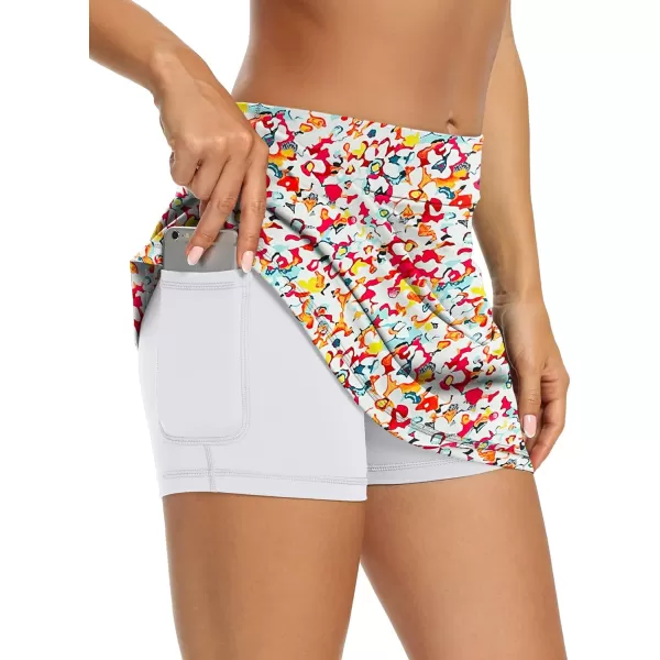 LouKeith Tennis Skirts for Women Golf Athletic Activewear Skorts Mini Summer Workout Running Shorts with PocketsPattern 6tiny Flowers