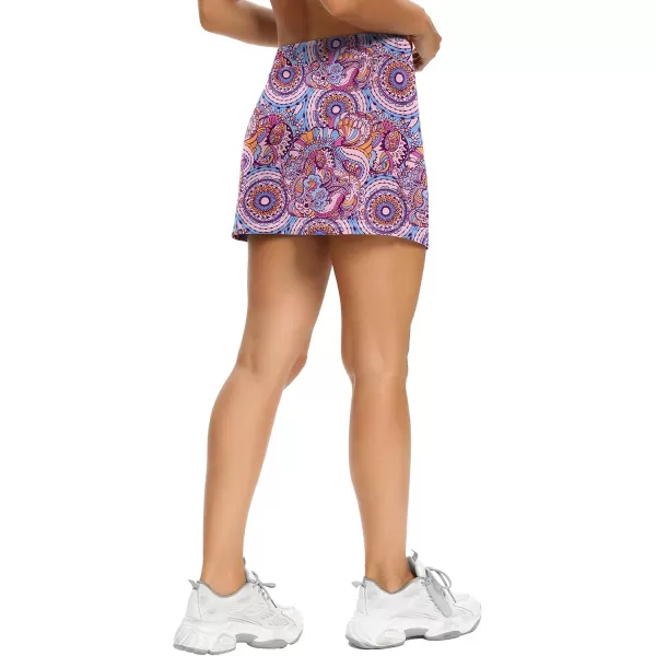LouKeith Tennis Skirts for Women Golf Athletic Activewear Skorts Mini Summer Workout Running Shorts with PocketsPattern 9bohemian