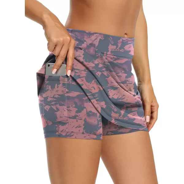 LouKeith Tennis Skirts for Women Golf Athletic Activewear Skorts Mini Summer Workout Running Shorts with PocketsPinktie Dye